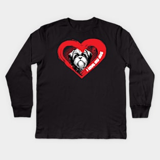 I Love My Shih Tzu - Devoted dog - I Love my dog Kids Long Sleeve T-Shirt